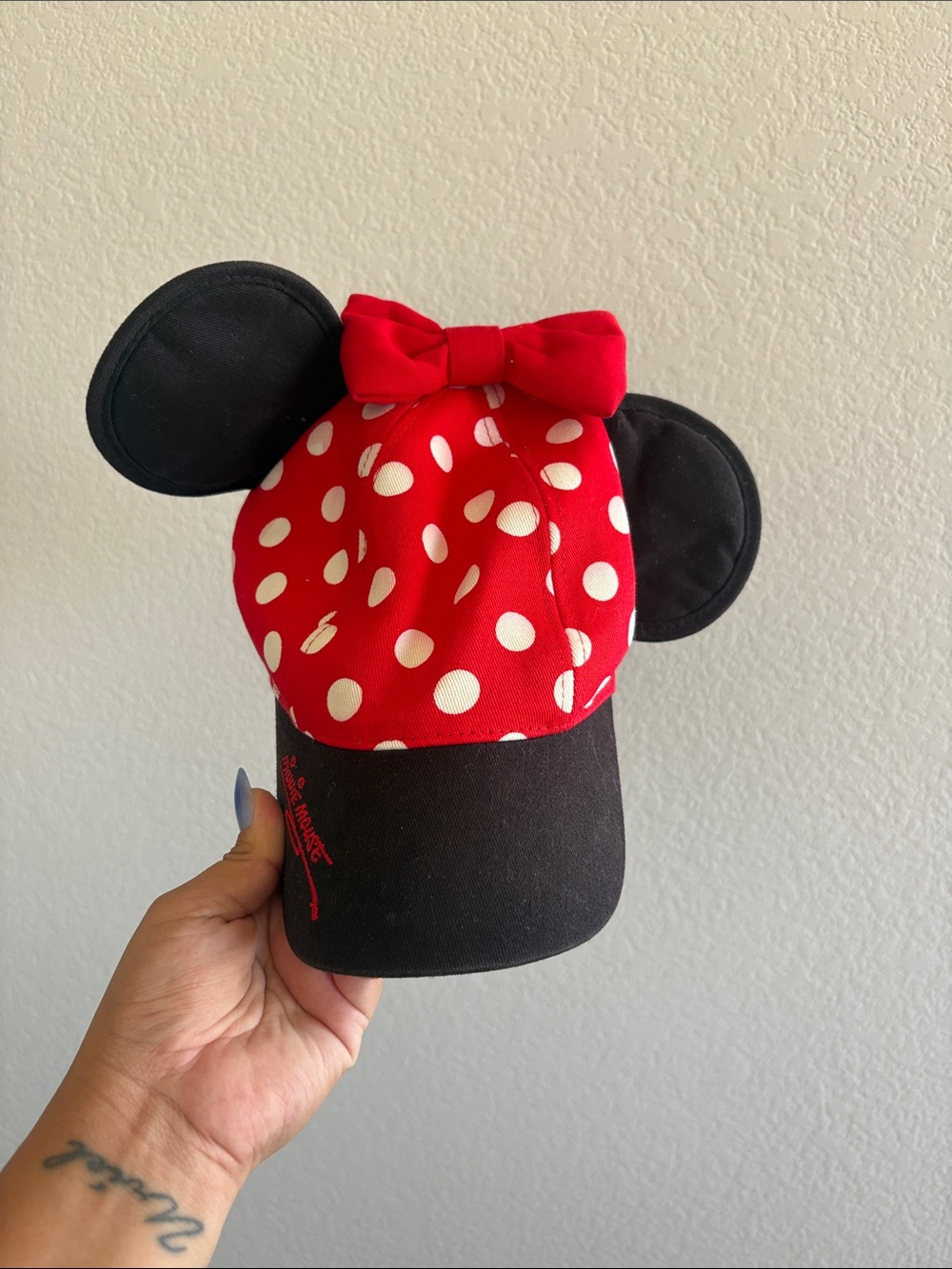 Disney Minnie Mouse Red & Black Polka Dot Ear Hat